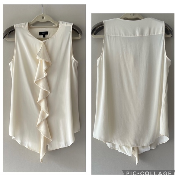Theory Jastrid Sheen 2 Sleeveless Silk Blouse Ivory Size Small - Picture 7 of 16